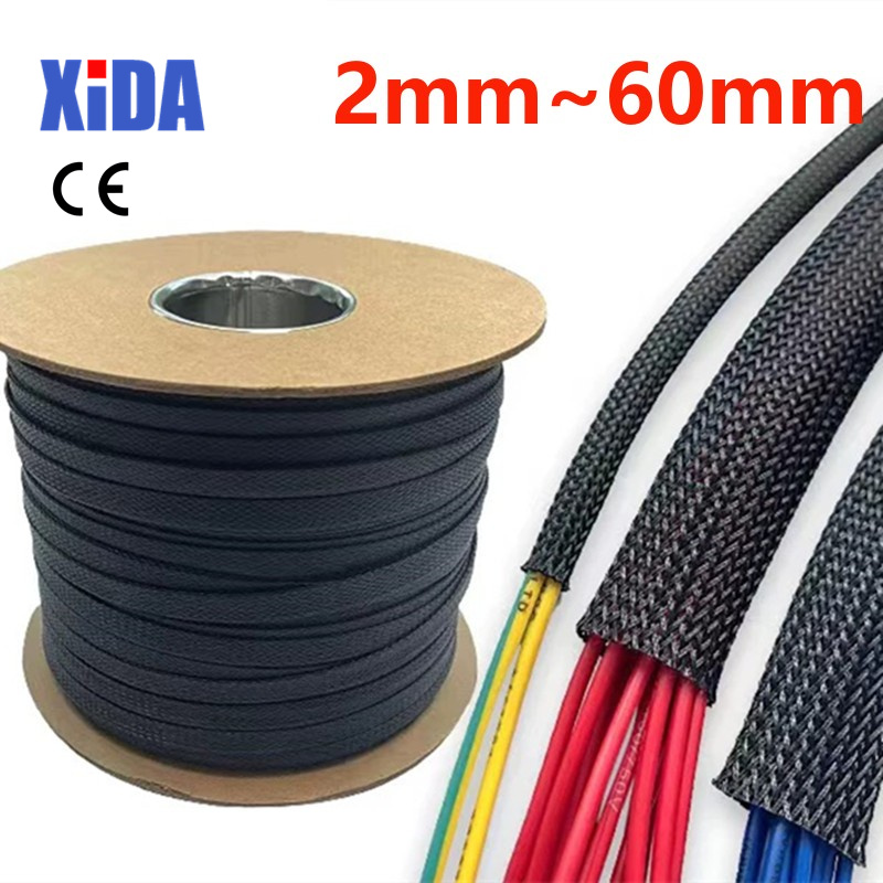 Cable Sleeve Braided - 5/10M Hitam Terisolasi Jalinan Sleeving 2/4/6/8/10/12/15/20/25Mm