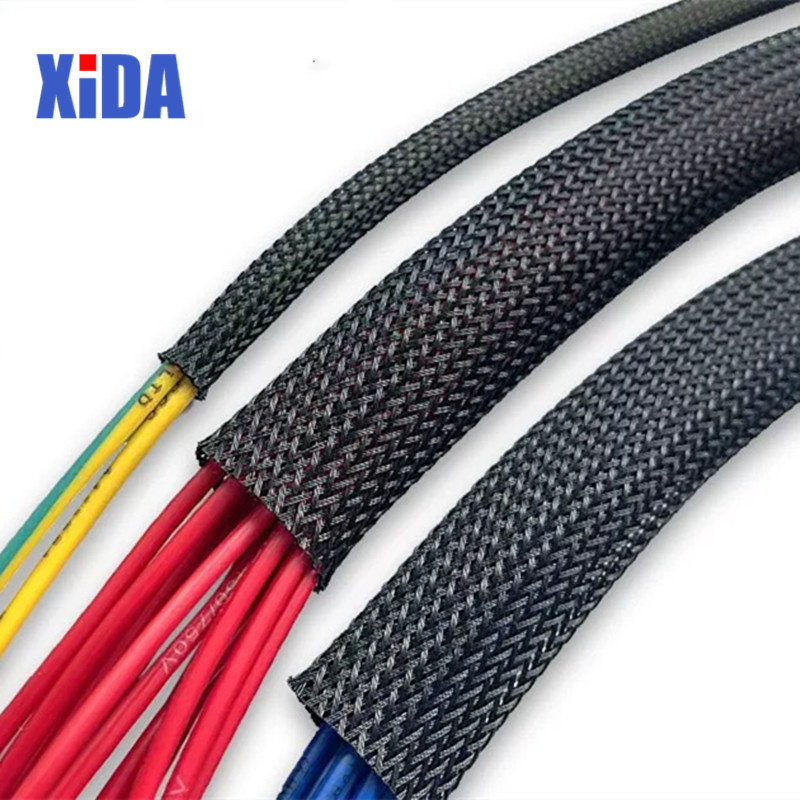 Cable Sleeve Braided - 5/10M HITAM PET Kawat Terisolasi Jalinan