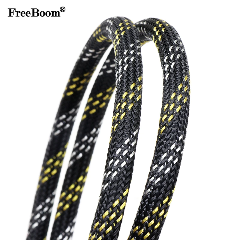 Cable Sleeve Braided - 1 ~ 50m hitam Emas Perak