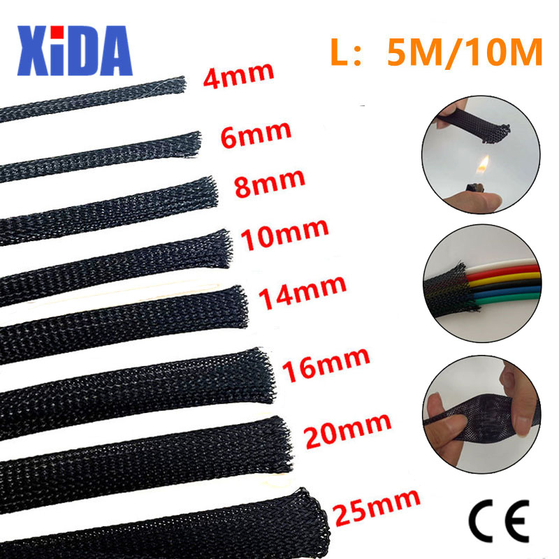 5/10M HITAM PET Kawat Terisola - Cable Sleeve Braided ulasan dan harga
